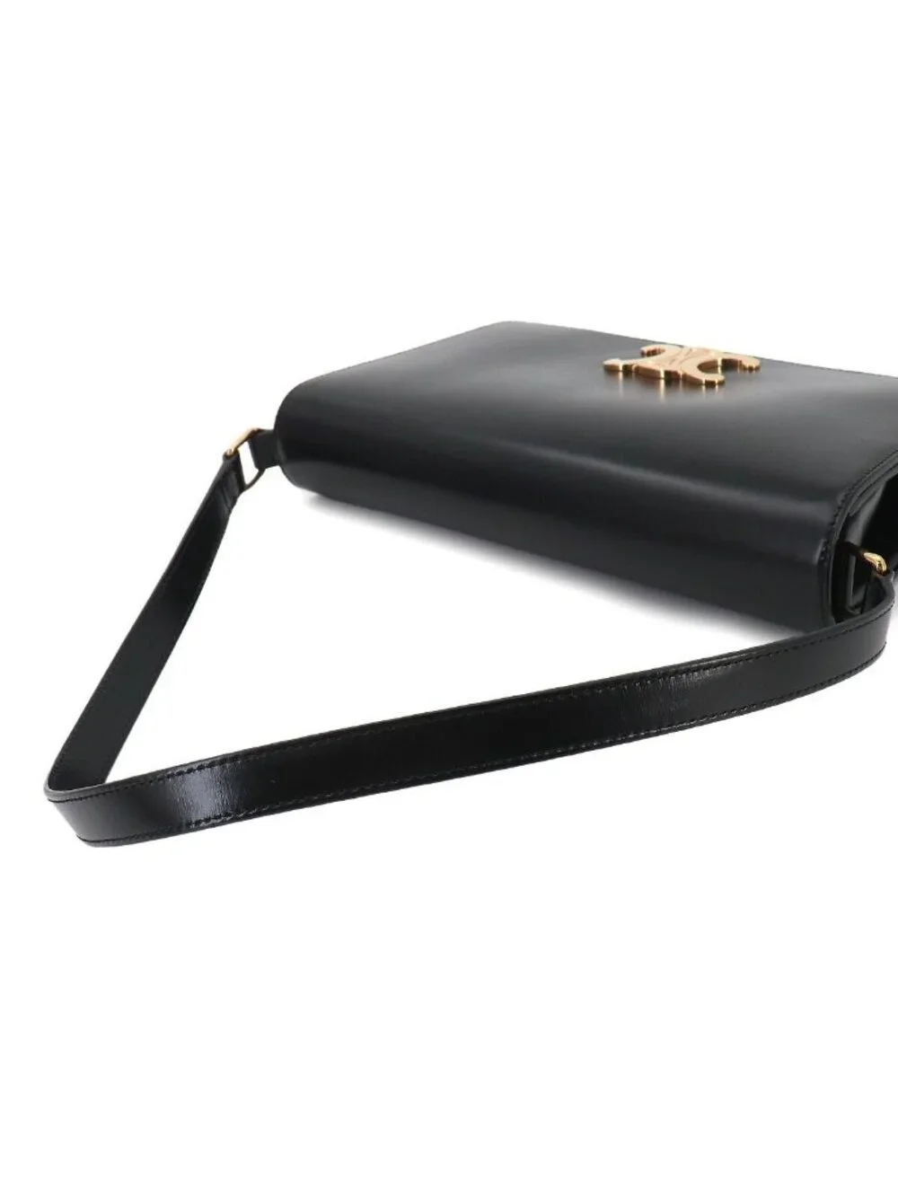 Celine Triomphe Trapeze 2-Way Shoulder Clutch Leather Black